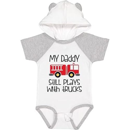 inktastic Firefighter Daddy Plays with Trucks Baby Bodysuit