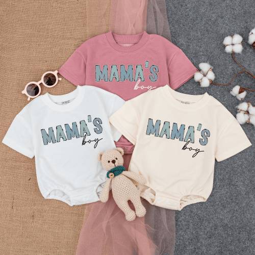 Mama's Boy Bubble Romper Short Sleeve, Baby Baggy t-shirt Romper, Mommy's Boy Tee, Mothers Day Gift, New Mom Gift, Baby boy outfit