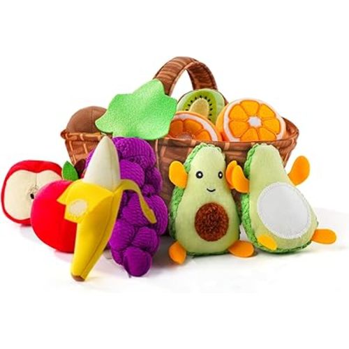Play Food for Toddler 1-3, Plush Pretend Food Set with Sorting Fruit Basket, Baby Sensory Toys 6-12 Months, Montessori Learning Early Educational Toy for Infants, Gifts for 1 Year Old Boy Girl