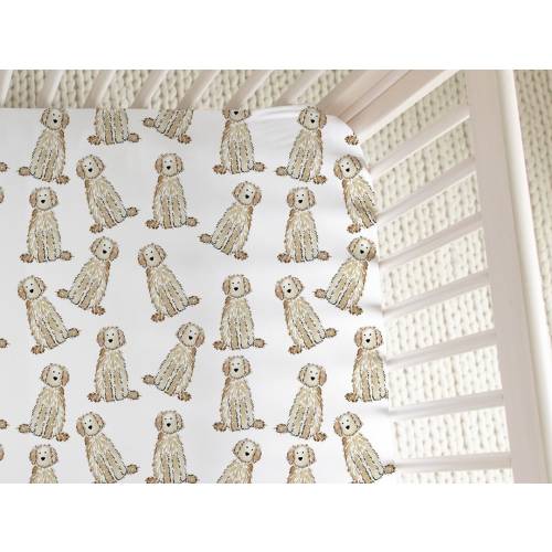 Cream Doodle Crib Sheet | White Goldendoodle Crib Sheet, Cream Labradoodle Crib Sheets