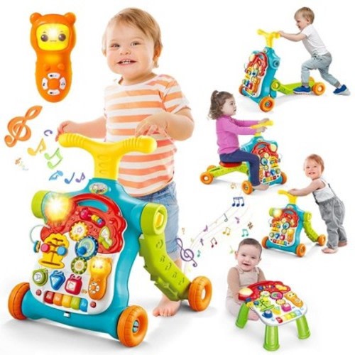 Terramus 5 in 1 Baby Walker Sit-to-Stand Toys, Learning Walker for Boys Girls Toddler