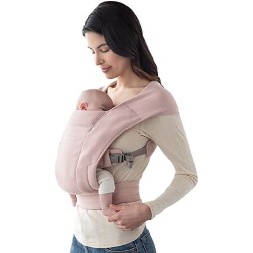 Ergobaby Embrace Baby Carrier Newborn to Toddler - Lightweight Ergonomic Baby Carriers - Cozy Essentials (7-25 Pounds), Ponte Knit, Blush Pink