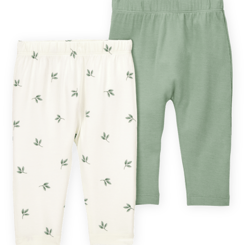 Green/White Baby 2-Pack PurelySoft Pull-On Pants - Green/White | Carter’s Oshkosh Canada