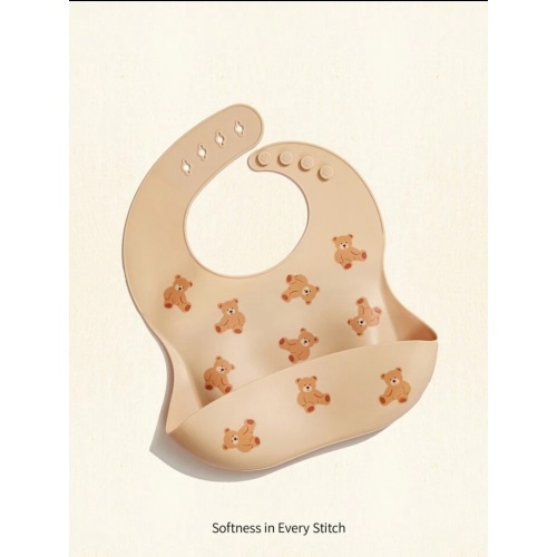Cozy Pixies Baby Bear Pattern Silicone Bib