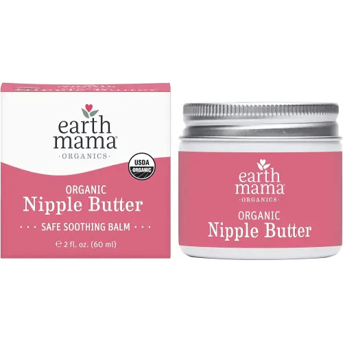 Earth Mama Organic Nipple Butter™ | Nipple Cream Safe for Breastfeeding | Postpartum Essentials for Nursing | Non Lanolin Nipple Cream, 2-Fluid Ounce