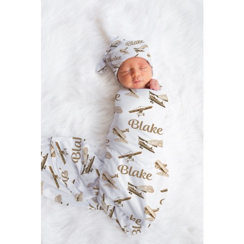 Airplane Swaddle, Aviation Swaddle, Personalized Newborn Swaddle, Custom Boy Swaddle, Airplane Theme Nursery, Airplane Baby Shower Gift