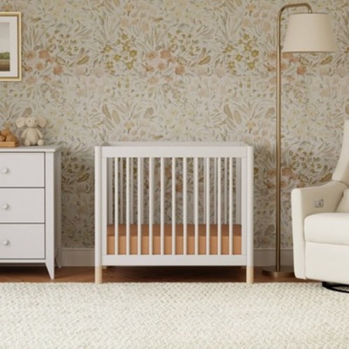 Babyletto Gelato 4-in-1 Convertible Mini Crib and Twin Bed - White/Washed Natural