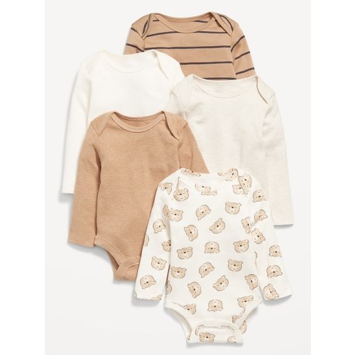 Unisex Long-Sleeve Bodysuit 5-Pack for Baby