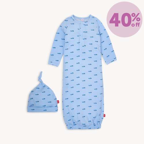 baby got track modal magnetic open bottom gown + hat set – Magnetic Me