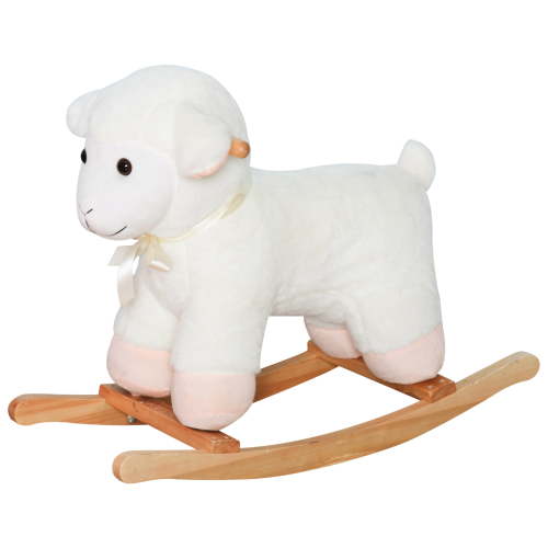 Kids Bikes Lamb Rocking Horse Sheep, Nursery Stuffed Animal Ride On Rocker for Kids, Wooden Plush, White,Kids Riding Toys