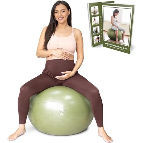 BABYGO® Birthing Ball for Pregnancy & Labor + Our Award Winning Book - Exercise, Birth & Recovery Plan, 5X Stronger Than a Yoga Ball with Eco Friendly Material