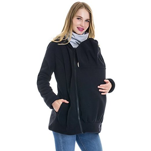 Smallshow Women's Fleece Zip Up Maternity Baby Carrier Hoodie Sweatshirt Jacket