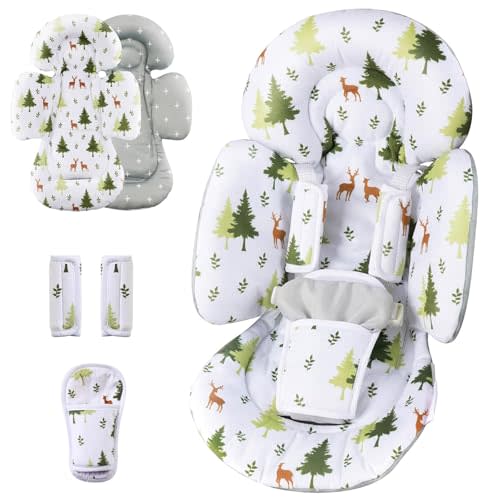 Infant Insert Compatible with 4moms Mamaroo Swing & Graco Swing and Infant Car Seat, Newborn Insert, Baby Head and Body Support, Reversible Design, Breathable Soft Fabric, 1Pcs - Green Forest