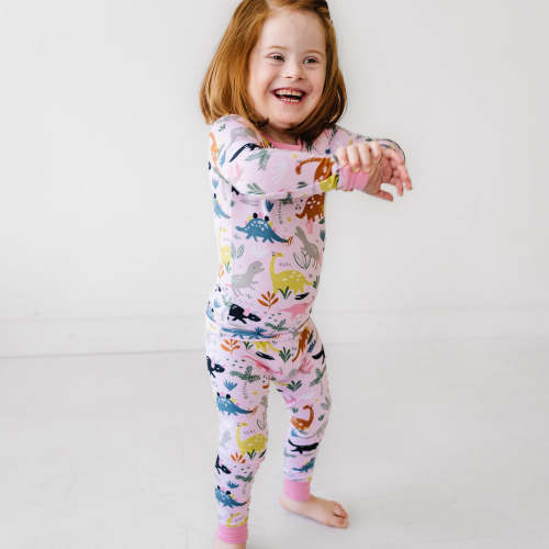 Pink Jurassic Jungle Two-Piece Pajama Set - Little Sleepies