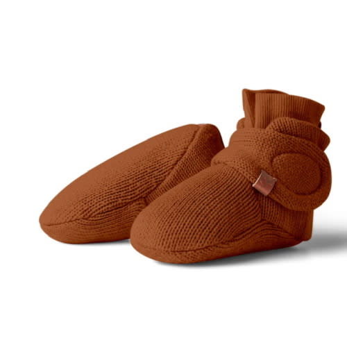 Cotton Knit Stay on Baby Boots | Clay 6-12 mo
