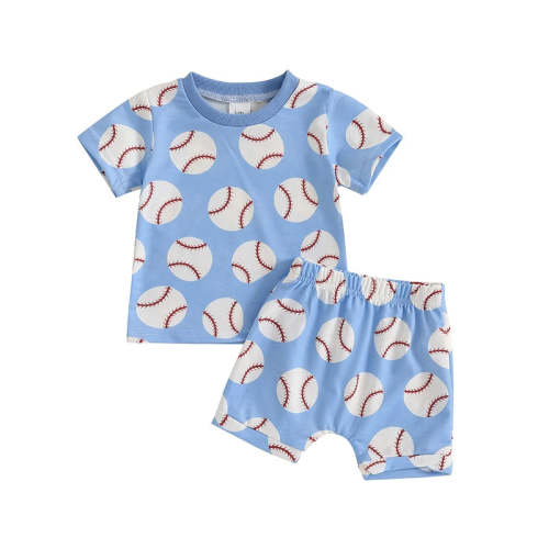 Baby Toddler Boys 2Pcs Set Baseball Print Short Sleeve T-shirt Top Ela – August + Willow