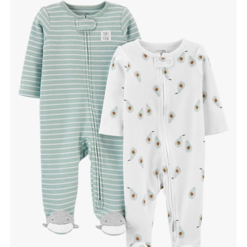 Simple Joys by Carter's Baby 2-Way Zip Thermal Footed Sleep and Play, Pack of 2