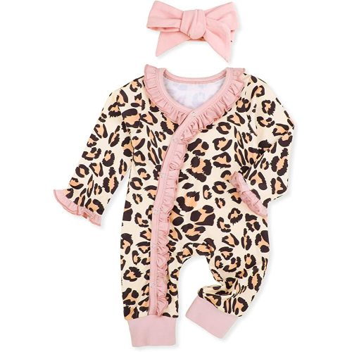 Von kilizo Baby Girl Clothes Cute Floral Infant Newborn Baby Clothes for Girls Letter Print Snap Baby Girl Romper Jumpsuit