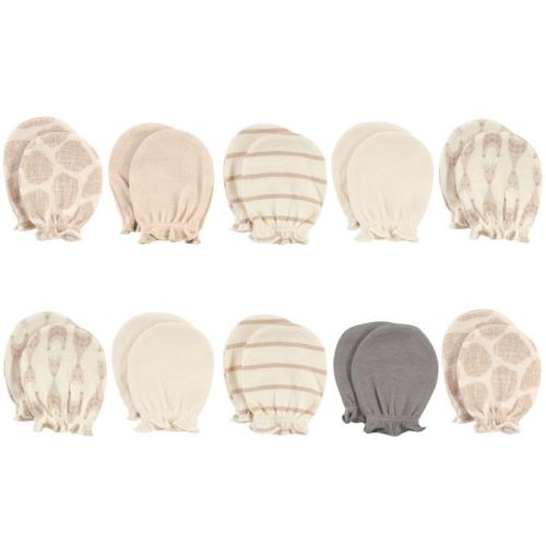 Hudson Baby Infant Unisex Cotton Scratch Mittens, Modern Giraffe, 0-6 Months