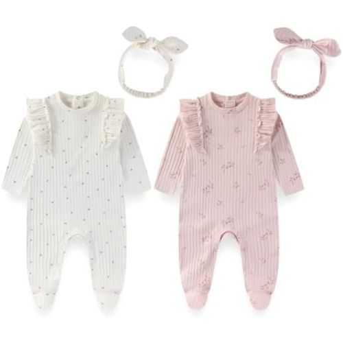 Unisex Baby Boy Girl Footies Sets Cotton Long Sleeve Infant Rompers 0-12Months Babies' Outfits