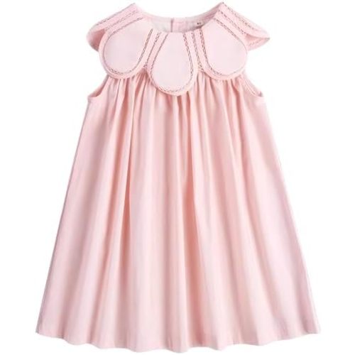 Twoflower Toddler Baby Girl Casual Cotton Dress with Flower Shaped Collar by Handmade