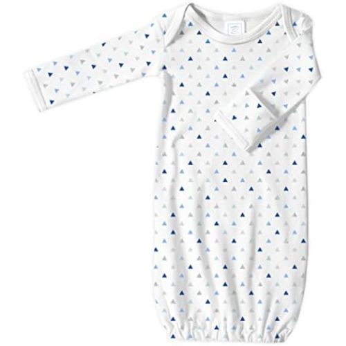 SwaddleDesigns Softest Cotton Baby Pajama Gown Tiny Blue Triangle, 3-6 Months