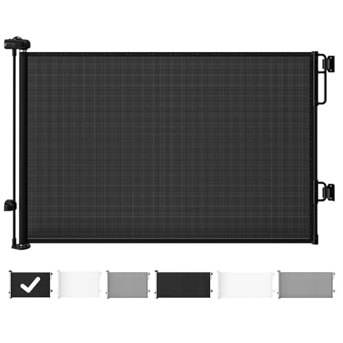 Cumbor Baby Gate Dog Gate Retractable for Stairs Indoor, Extends up to 55" Wide Mesh Dog Gate for Doorways, 34" Tall Safety Dog Gates for The House, Easy to Use Pet Gate for Stairway & Ourdoors, Black