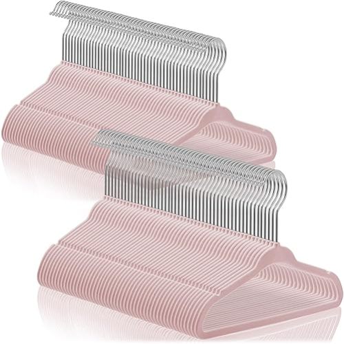 Casafield 100 Velvet Baby Hangers - 11" Size for Infant & Toddler Clothes - Light Pink
