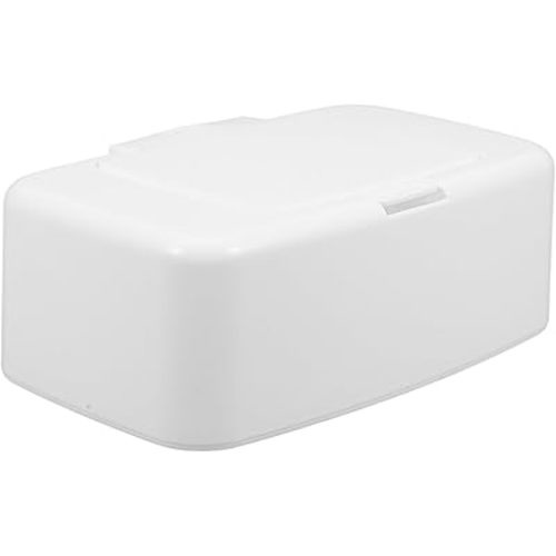 Baby Wipes Dispenser Box - Refillable Wipe Holder with with Dust Cover Portable Container White Storage Box with Lid for Living Room Nursery Kitchen Bathroom - 6.68x4.13x2.36in