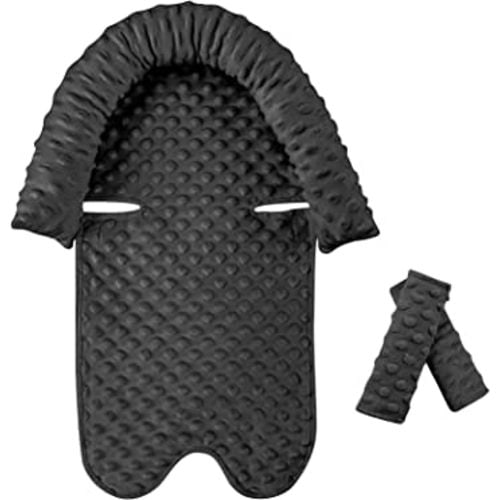 Car Seat Head Support Infant Baby Carseat Head Support & Strap Covers for Newborns Ultra Soft Minky Dotted Fabric Infant Car Seat Insert Perfect for Baby Carseats, Strollers, and Bouncers