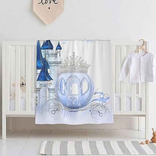 DKJlitter Baby Blanket for Boys Girls, Cinderella Princess Birthday Super Soft Comfy Toddler Baby Newborn Double Layer Blanket Shower Gifts for Stroller & Crib 30 x 40 Inch