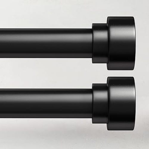 2 Pack Curtain Rods for Windows 28 to 48, 1 Inch Adjustable Black Heavy Duty Window Curtain Rod for Bedroom Living Room, Modern Drapery Rods with End Caps, Size 32"-60"