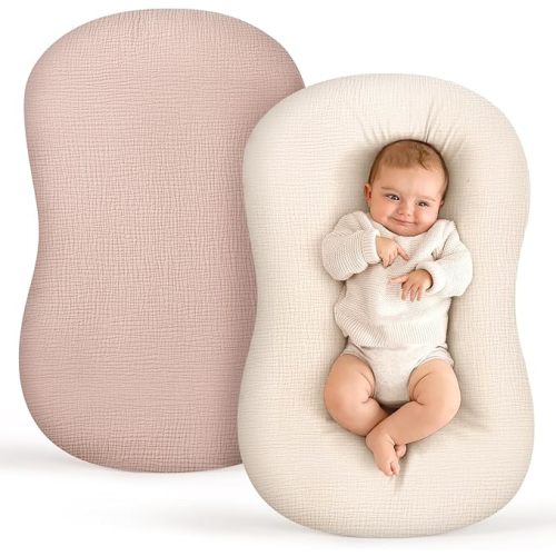 Termichy Baby Lounger Cover Muslin: Soft Cotton Slipcover for Snuggle Me Lounger - Removable & Machine Washable for Daily Use - Zipper-Free & Skin-Friendly for Newborn Girls and Boys