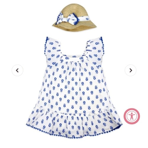 Rose Textiles - 2Pk Baby Girls Dress Set, Blue Floral