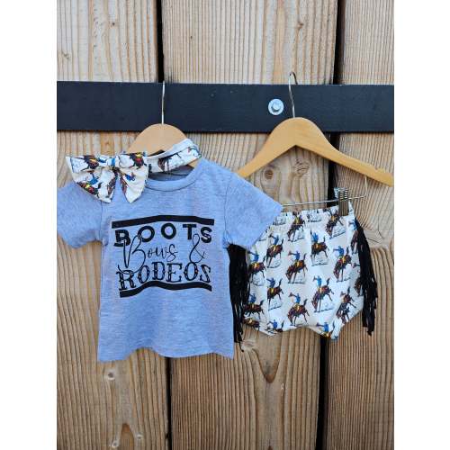 Boots, Bows & Rodeo Fringe Short Set – Country Chic Baby Co