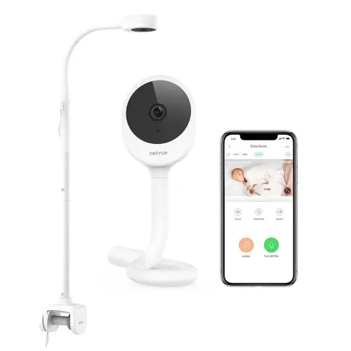 NETVUE Peekababy Baby Camera Monitor, Wireless Baby Monitor with Camera & Audio, 4-in-1 Crib Mount, Smart App, Sleep Analysis & Two-Way Talk (White)