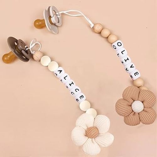 Personalized Flower Pacifier Clip with Name to Soothe Babies Creative Silicone Pacifier to Prevent Chain Loss