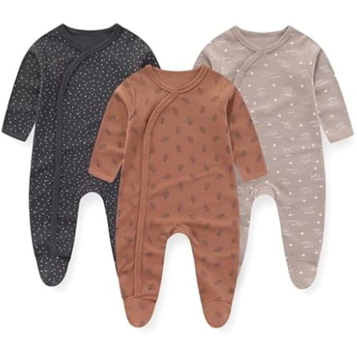 JELYLOVE Unisex Baby Boy Girl Footies Rompers Cotton Long Sleeve 3 Pack Infant Jumpsuits 0-12Months Babies' Outfits : Amazon.com.au: Clothing, Shoes & Accessories