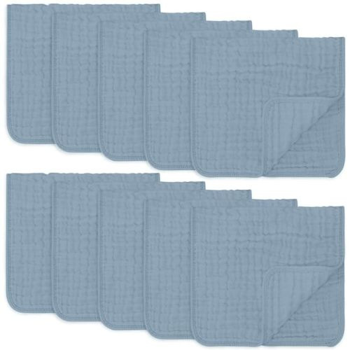 Comfy Cubs Muslin Burp Cloths Large 100% Cotton Hand Washcloths for Babies, Baby Essentials 6 Layers Extra Absorbent and Soft Baby Rags for Registry (Pacific Blue 10-Pack, 20" X10") - 10-Pack 20"X10"