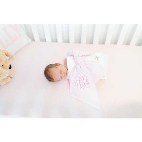 Monogrammed newborn baby seersucker bow sash maternity photography prop monogrammed newborn wrap baby phot prop grandmillennial baby