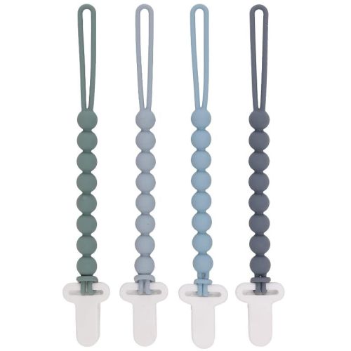 4-Pack Silicone Pacifier Clips with One-Piece Beads for Baby - Holders for Teething Relief and Baby Essentials