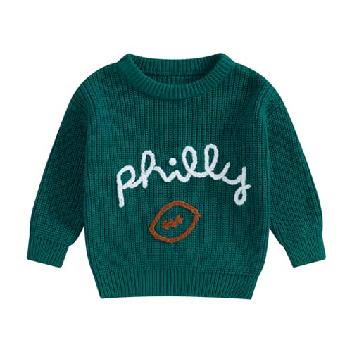 KMBANGI Newborn Baby Boy Girl Football Sweater Cable Knit Sundays are for The Birds Sweater Long Sleeve Chunky Knitwear Top