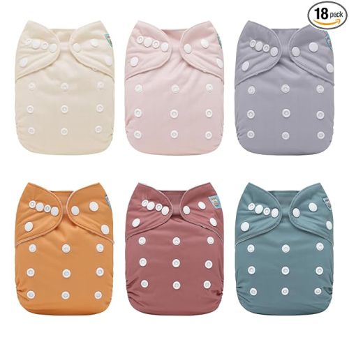 ALVABABY Baby Cloth Diaper 6 Pack with 12 Inserts One Size Cloth Diaper Covers Adjustable Washable Reusable for Baby Girls and Boys 6BM109