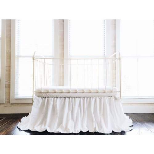 White Ruffled Crib Skirt for Boy or Girl | High Cotton Textile