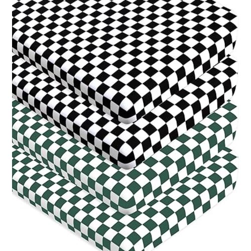 Crib Sheets 4 Pack Checkered Plaid Neutral Breathable Buffalo Check Fitted Baby Sheets Nursery Sheets for Baby Boys or Girls (Crib)