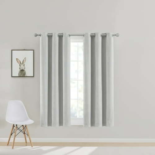 Your Zone Kids' Corduroy Blackout Curtain Panel, 1 Panel, Soft Silver, 38" W x 63" L