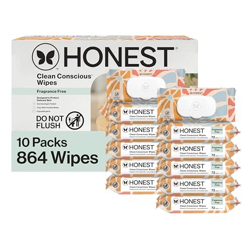 The Honest Company Hypoallergenic Multi-Use Baby Wipes for Sensitive Skin, Sunburst, 864 Count
