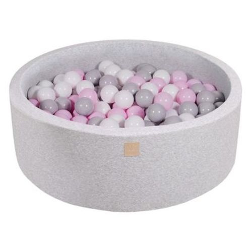 MeowBaby Large Round 35 Inch Round by 11.5 Inch Tall Baby Toddler Foam Ball Pit with 200 Full Foam Balls and Zippered Covered, Pastel Pink/Gray/White