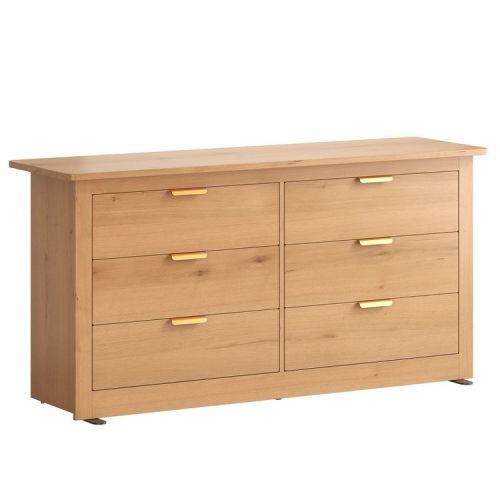 JIONJOY 6-Drawer Wide Double Dresser - Laminated Composite Wood Chest of Drawers for Bedroom, Living Room & TV Stand