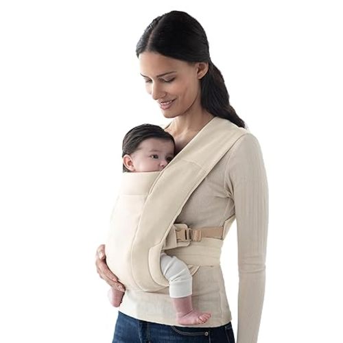 Ergobaby Embrace Baby Carrier Newborn to Toddler - Lightweight Ergonomic Baby Carriers - Cozy Essentials (7-25 Pounds), Ponte Knit, Cream